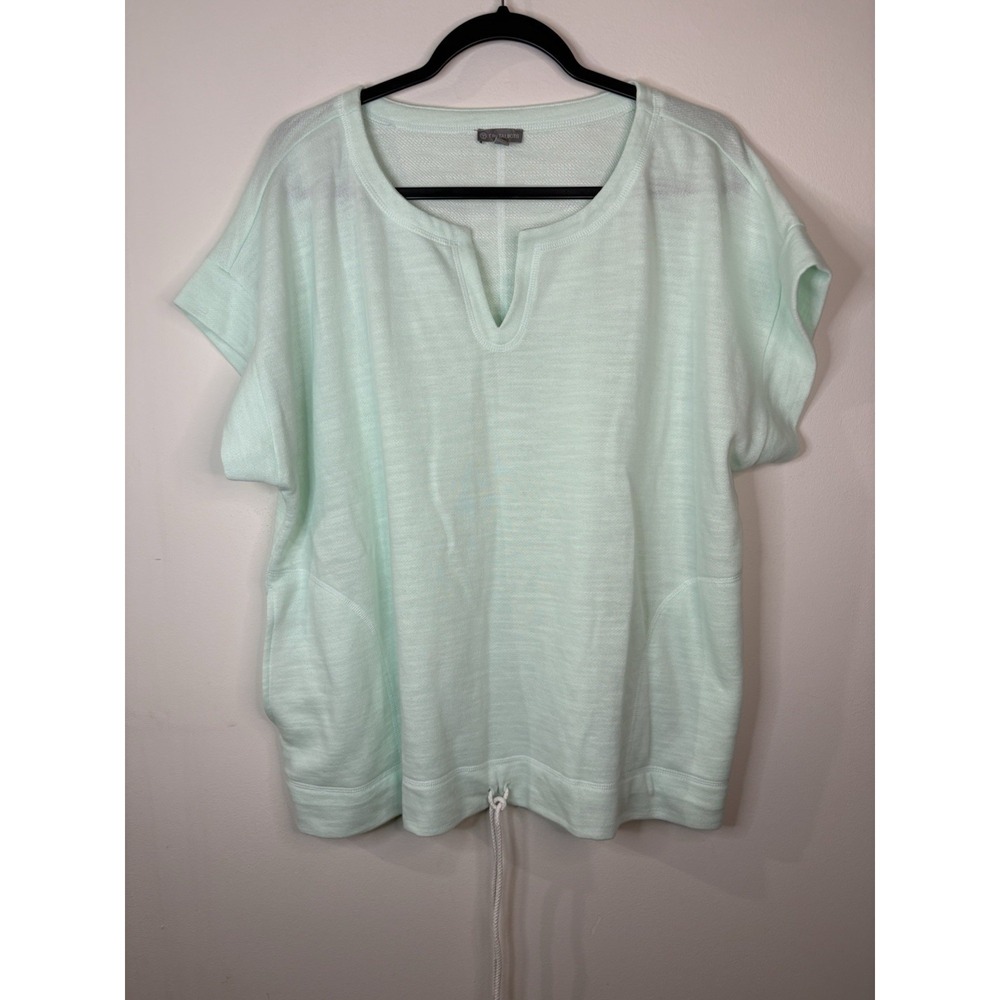 T By TALBOTS Womens Size P2XL Top Blouse Shirt Light Green Cotton Blend NWOT